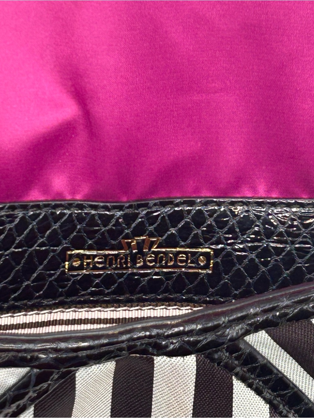 Henri Bendel Vintage Black and White Striped Chain Shoulder Bag - Picture 3 of 8
